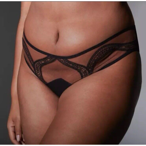 Thistle and Spire Women 3X Panty Manifesto Mesh Underwear Black Toffee New - Picture 1 of 7